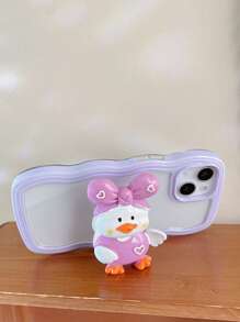 Wave Edge Design Phone Case With Duck Stand-Out Grip - Purple - View 2