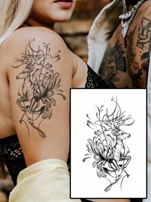 1 hoja Pegatina tatuaje con patrón de alce