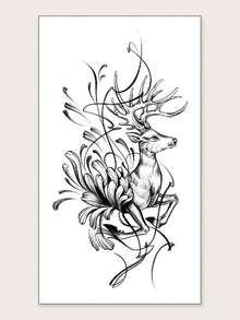 1 hoja Pegatina tatuaje con patrón de alce