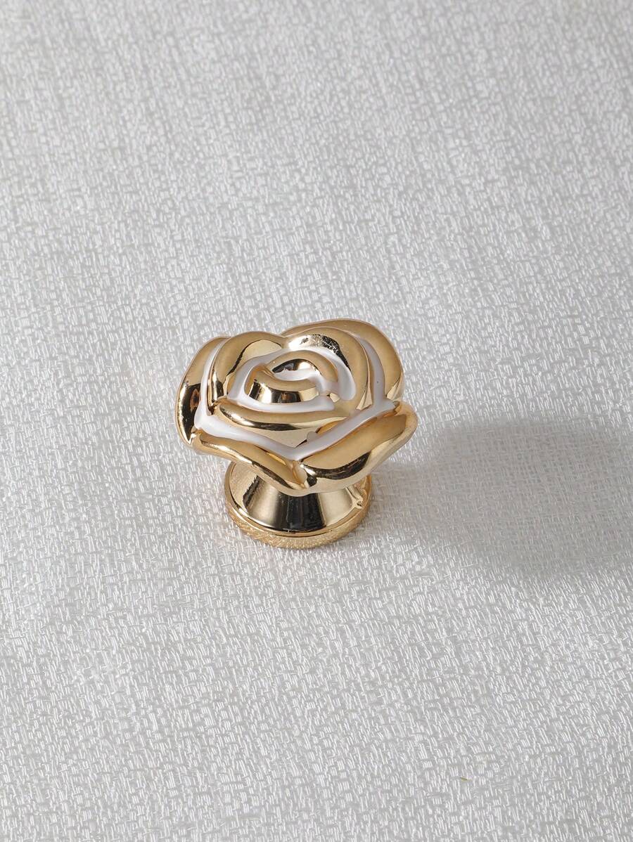 Núm ngăn kéo thiết kế hoa 1pc - Vàng - Xem 1