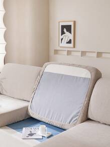 1pc Jacquard Non-slip Sofa Seat Cover, Beige Polyester Sofa Seat Dust Cover, For All Season