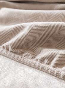 1pc Jacquard Non-slip Sofa Seat Cover, Beige Polyester Sofa Seat Dust Cover, For All Season