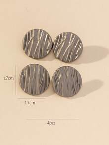4pcs Zinc Alloy Clothes Button - Grey - View 2