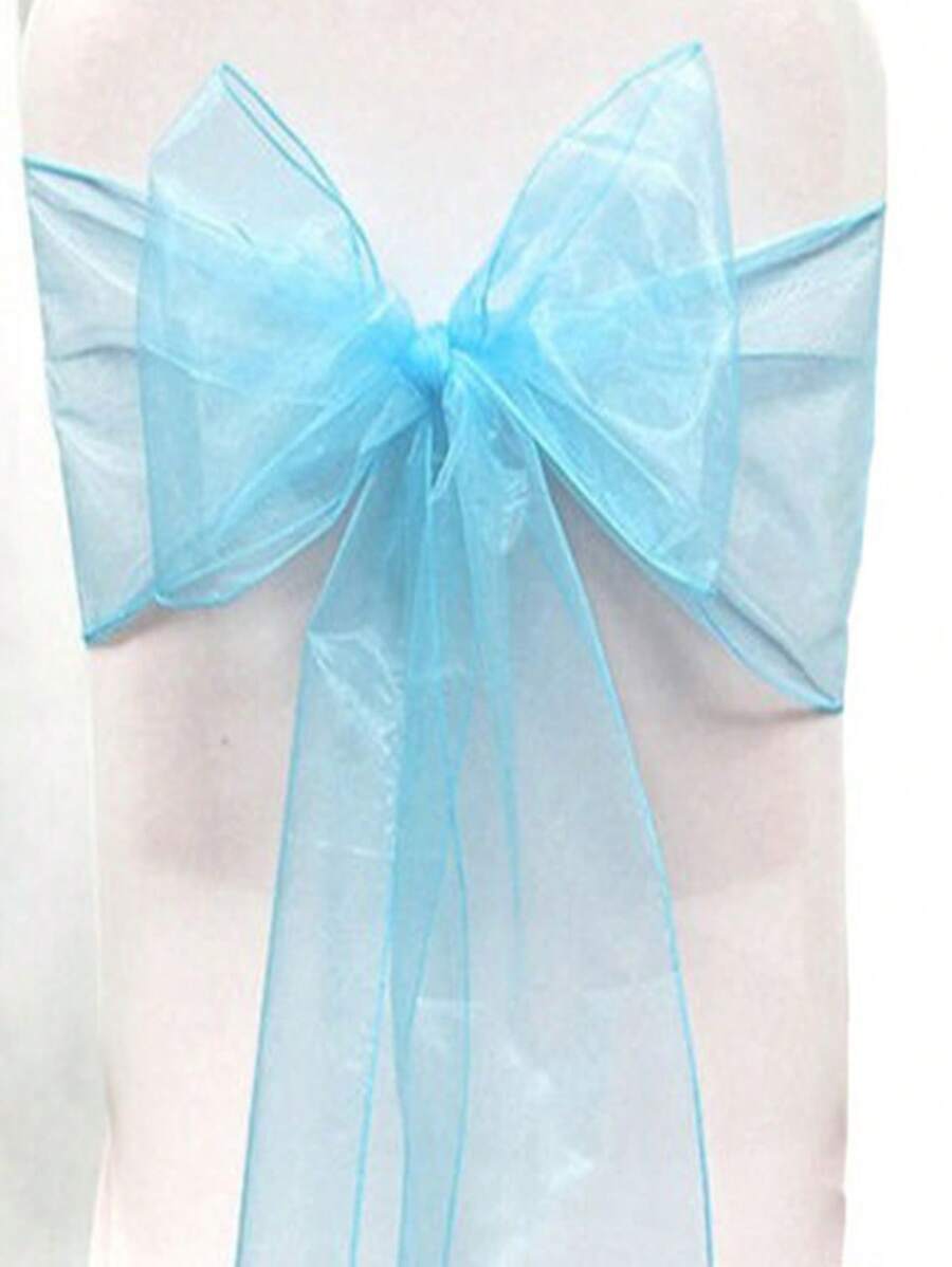 10 chiếc Thắt lưng ghế Organza có nút thắt nơ để trang trí tiệc cưới, Rèm cầu thang bằng vải sheer có phông nền hoa cho nền, Đồ trang trí tiệc, Đồ dùng lễ tốt nghiệp, Đồ dùng không khí tiệc tương tác, Ruy băng trang trí gói quà - Màu xanh nhạt - Xem 1