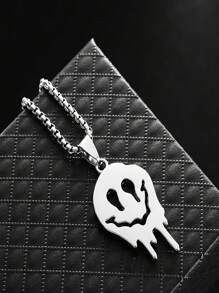 1 pieza Conjunto de collar y pulsera con colgante de fantasma, accesorios de moda para hombre
