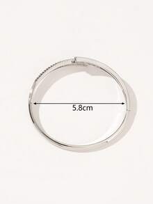 1 chiếc vòng tay bạc đính đá Zirconia tối giản, thời trang, thích hợp làm quà tặng hoặc đeo hàng ngày cho nữ. - Bạc - Xem 4