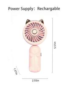 MEET SUN 1入組便攜電扇帶數據線 - 粉色 - 查看 3