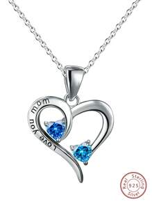 Rhinestone Decor Heart Charm Silver Necklace - Silver - View 2