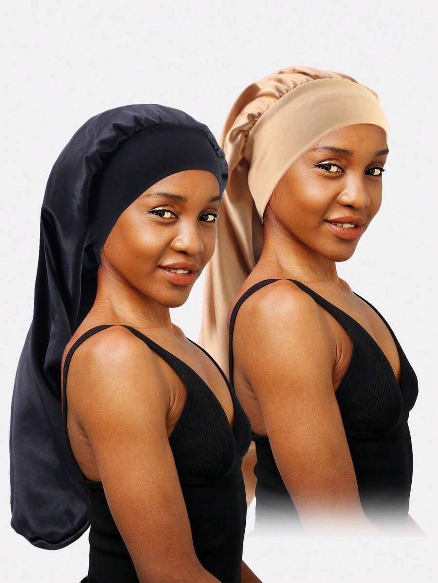 2pcs Solid Hair Bonnet