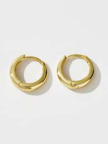 Vaerine 1對時尚極簡銀色耳環，女性每日裝扮及節日裝飾的必須單品 - 金色 - 查看 4