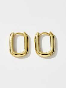 Vaerine Minimalist Silver Hoop Earrings - Gold - View 4