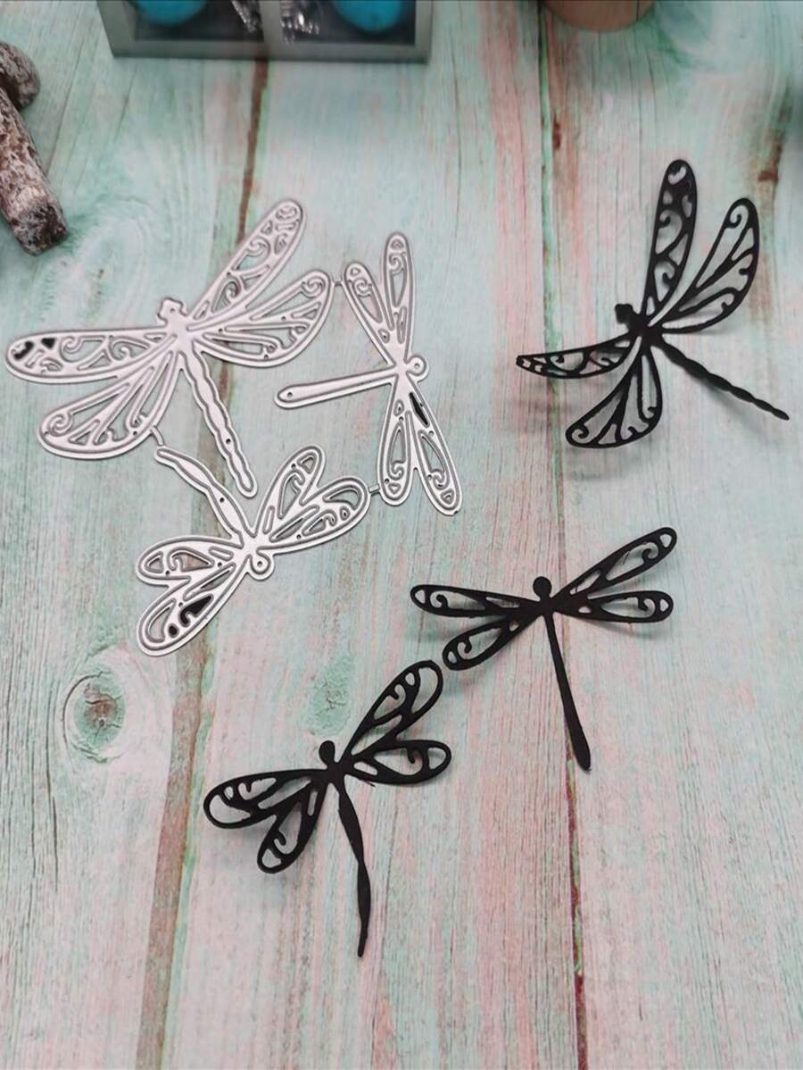 1入組蜻蜓形切割模具用於DIY極簡主義碳鋼設計蝕刻模板工藝模具 - 銀色 - 查看 1