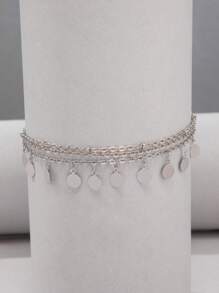 imoli 1 Stück Mehrlagige Fußkette Modisch Zinklegierung, Scheibe Anhänger, Für Frauen Für Tägliche Dekoration