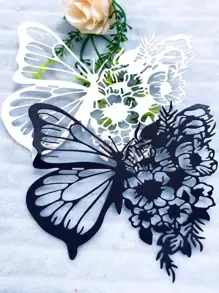 1pc Large Butterfly Flower Shaped Metal Cutting Die - Silver - View 1