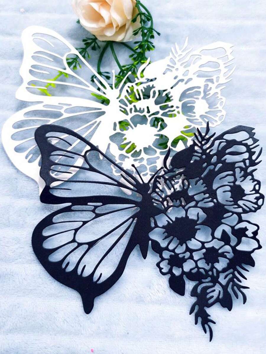 1pc Large Butterfly Flower Shaped Metal Cutting Die - Silver - View 1