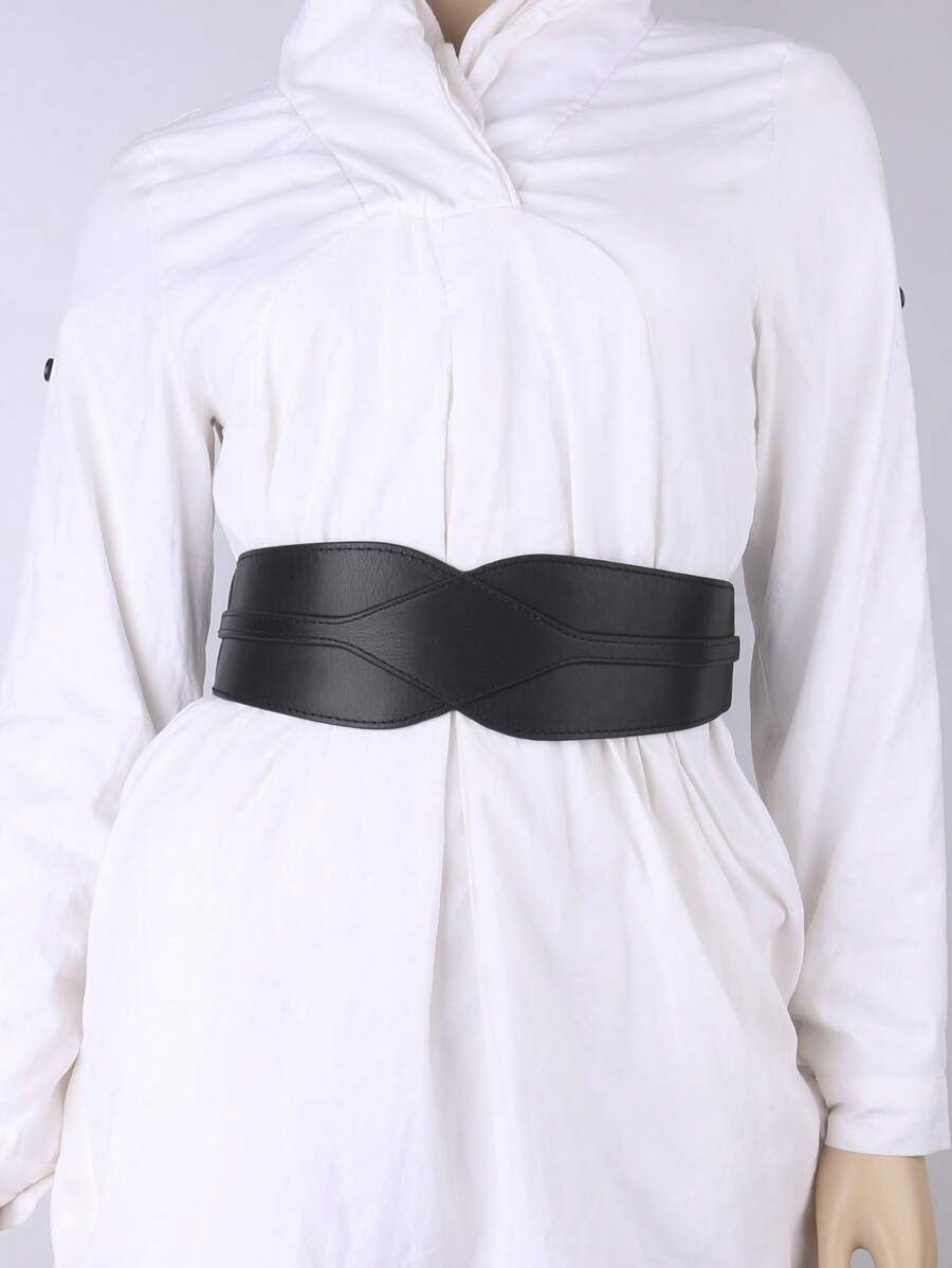 1入女裝街頭風鈕扣休閒腰帶，適用於日常生活