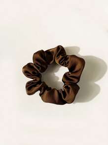 5 件装女士缎面纯色发圈，柔软耐用，复古时尚发带，适合送礼和日常佩戴 - 咖啡棕 - 查看 4