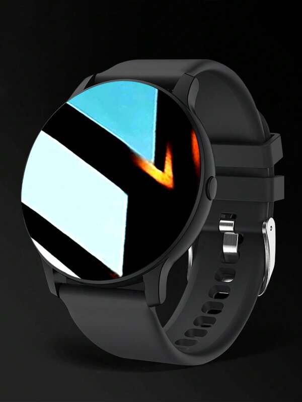 ساعة ذكية أسود سيليكون حزام رياضي مراقبة معدل ضربات القلب تتبع النوم ضد للماء مستدير قرص , متوافق مع Androids ايفون قطعة واحدة