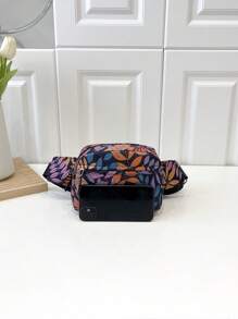Mini Fanny Pack Colorblock Leaf Pattern For Daily - Purple - View 3