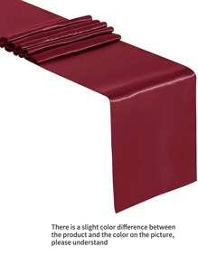 1入組素色桌旗，簡單素色滌綸長方形餐桌旗 - 酒紅色 - 查看 3