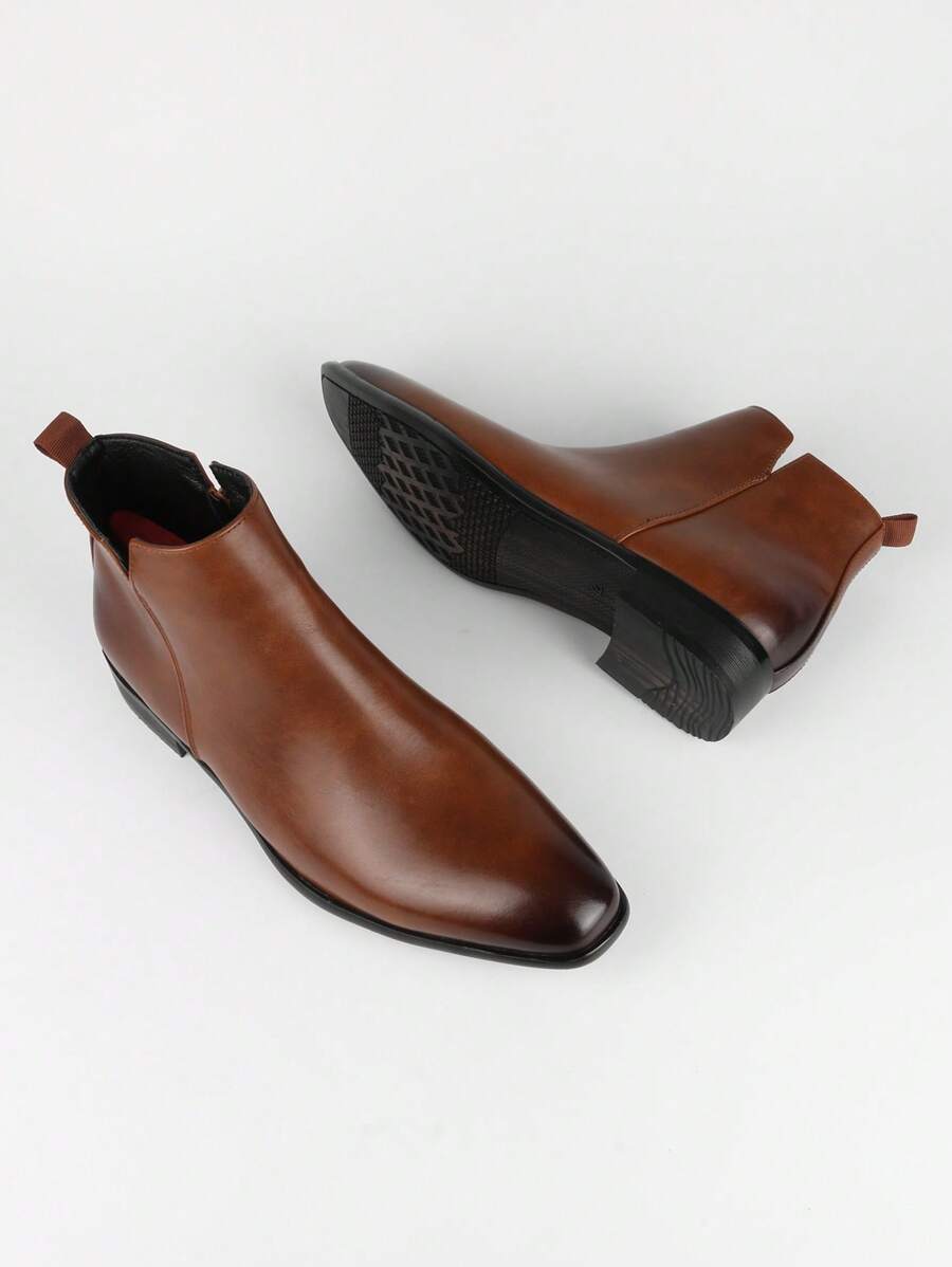 男士商務休閒切爾西皮革踝靴