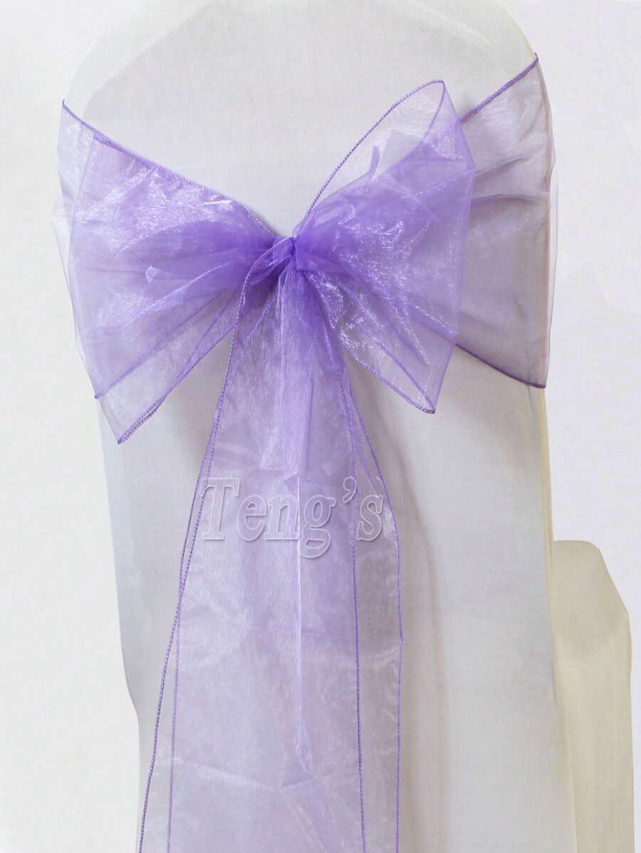 25pcs Plain Color Chair Sash, Modern Chair Decoration Sash For Wedding, Party, Holiday - Mauve Purple - View 1