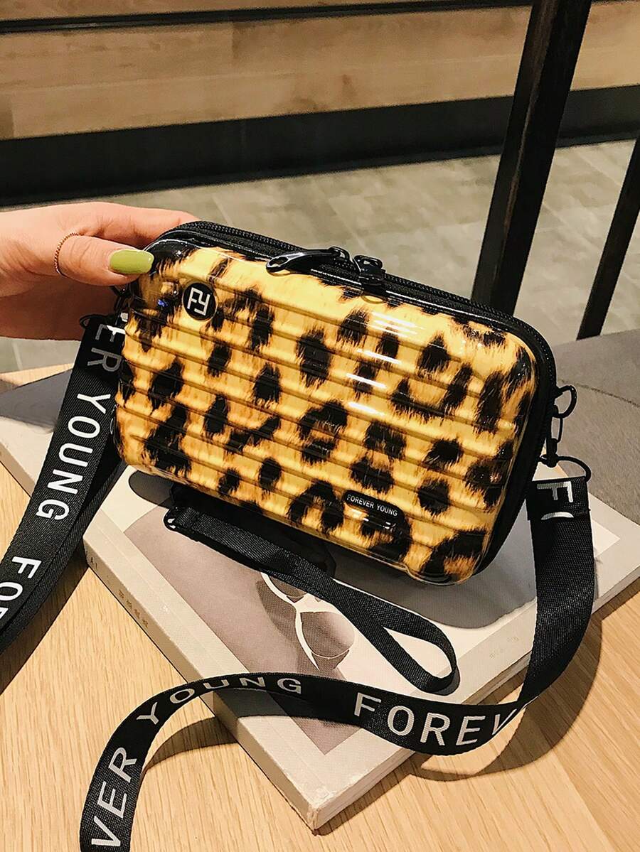 Mini Box Bag Leopard Print Adjustable Strap, Clear Bag - Multicolor - View 1