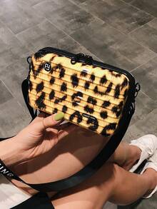 Mini Box Bag Leopard Print Adjustable Strap, Clear Bag - Multicolor - View 2