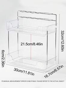 1pc Double Layer Bathroom Storage Rack, Modern Plastic Desktop Storage Holder For Bathroom - Clear - View 2