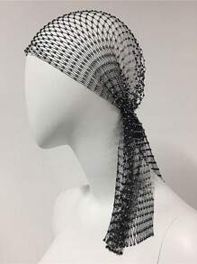 1pc Women Rhinestone Decor Glamorous Hat, For Party - Black - View 3