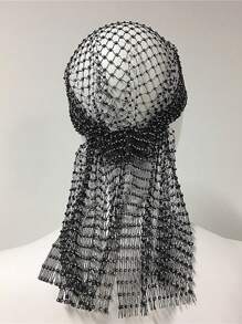 1pc Women Rhinestone Decor Glamorous Hat, For Party - Black - View 4