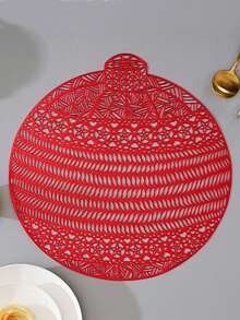 2 chiếc Thảm trải sàn rỗng màu đỏ, Thiết kế bóng rỗng hiện đại PVC Đặt thảm cho bàn ăn - Đỏ - Xem 1