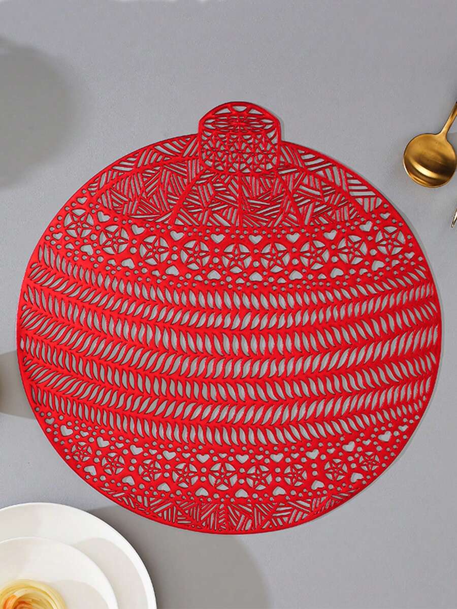 2 chiếc Thảm trải sàn rỗng màu đỏ, Thiết kế bóng rỗng hiện đại PVC Đặt thảm cho bàn ăn - Đỏ - Xem 1