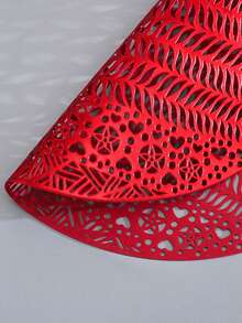 2 chiếc Thảm trải sàn rỗng màu đỏ, Thiết kế bóng rỗng hiện đại PVC Đặt thảm cho bàn ăn - Đỏ - Xem 5