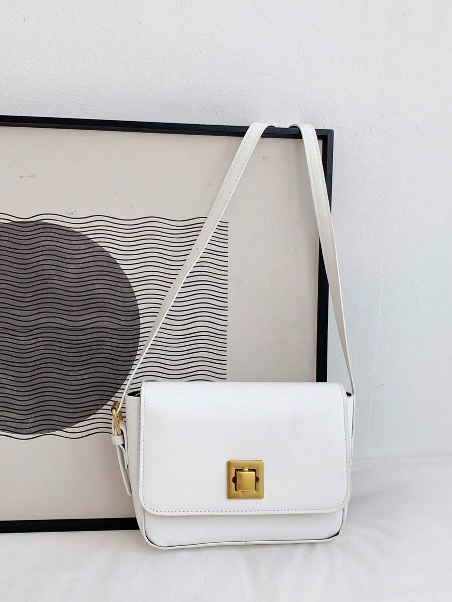 Túi vuông nhỏ màu trắng có nắp tối giản cho công việc - trắng - Xem 1