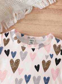 SHEIN Tops em bé Tất cả trên in Tim - trắng - Xem 6