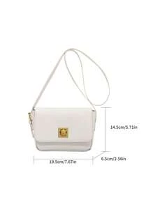 Túi vuông nhỏ màu trắng có nắp tối giản cho công việc - trắng - Xem 6