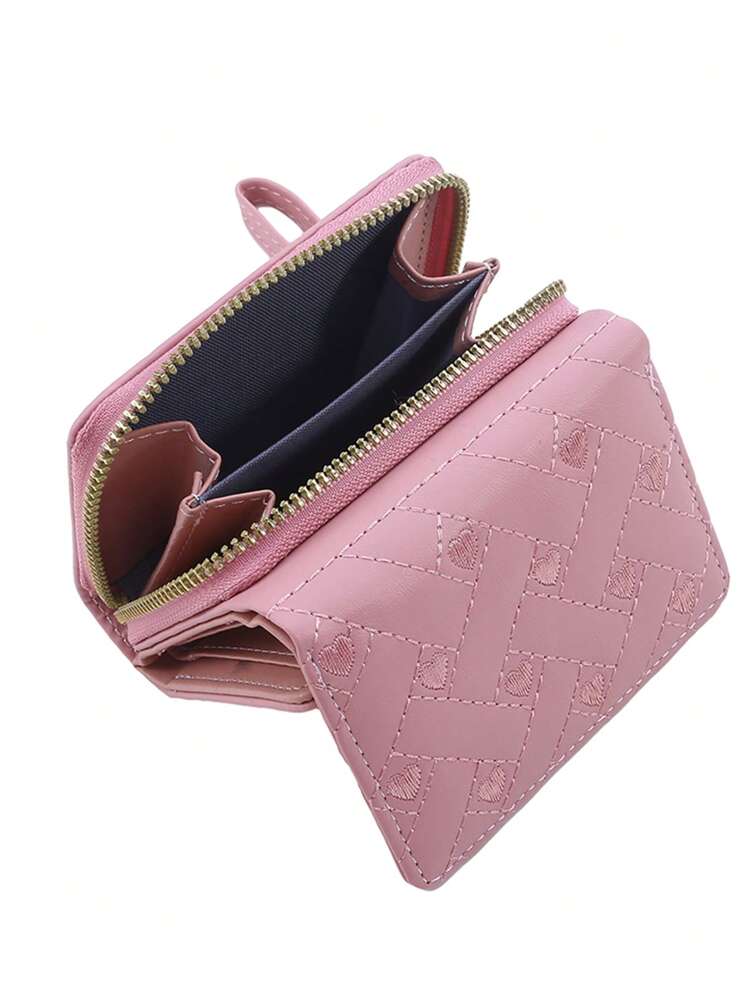 FuninCrea Piccolo Portamonete, Mini Portamonete in Pelle PU con Cerniera per Donne e Ragazze, Portafoglio a Forma di Cuore, Portafoglio Piccolo con Portachiavi per Conservare Monete e Chiavi