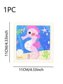 1pc Cartoon Seahorse Design Puzzle - Baby Pink - View 2