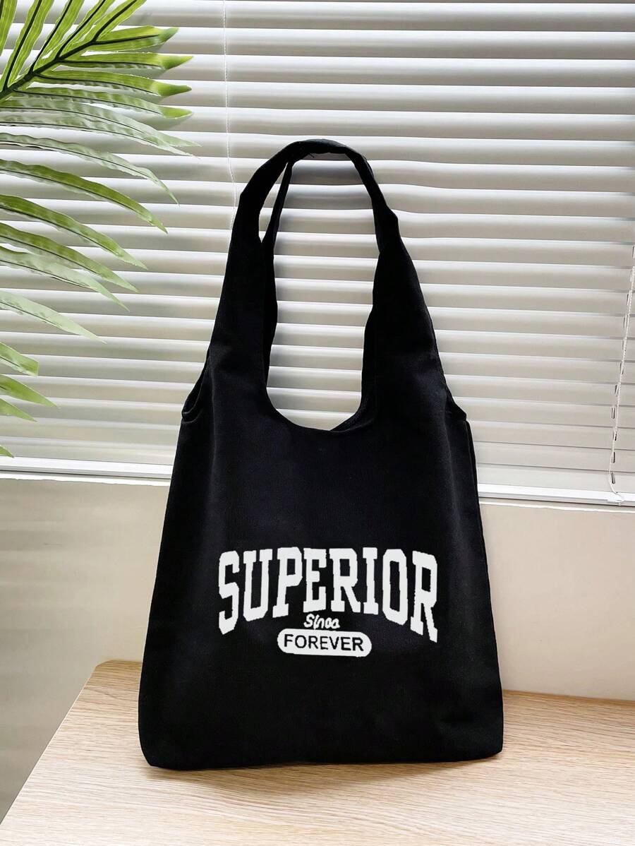 Nhỏ bé Túi mua sắm In thư Tay cầm đôi Đối với Hằng ngày Túi đeo vai , Túi tote Tối giản , Giải trí Nhẹ , Có thể mang đi , Dung lượng lớn Cho cô gái , Đối với Phụ nữ , Đối với Cao đẳng Sinh viên Ngoài trời , Du lịch , , Trở lại Trường , Mua sắm , Ngày lễ - màu đen - Xem 1