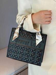 Thời trang, Tối giản, Thường ngày, Sức chứa lớn, 2 chiếc túi vuông chần bông họa tiết chữ trang trí khăn quàng cổ bó có ví nhỏ, Túi xách thời trang, Bộ ví túi đeo vai, Cặp công sở chuyên nghiệp cho công việc/đi làm/đi làm/văn phòng, Túi xách nữ Mommy And Me, Ý tưởng quà tặng Ngày của Mẹ tốt nhất, Bộ túi đi học, Nhẹ, Di động, Sức chứa lớn, Thường ngày công sở, Dành cho nữ sinh viên đại học, Hoàn hảo cho văn phòng, đại học, trung học cơ sở, trung học phổ thông, Công việc, Kinh doanh, Đi làm, Sân vận động, Thể thao, Mua sắm, Ngày lễ - màu đen - Xem 5