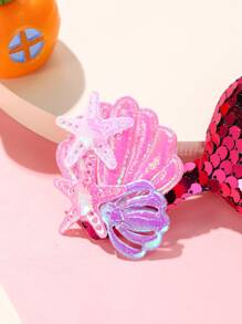 1入組女士亮片魚尾和海星裝飾時尚髮夾用於髮飾 - 彩色 - 查看 2