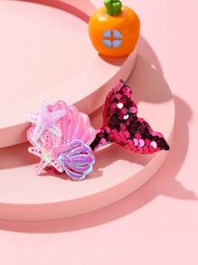 1入組女士亮片魚尾和海星裝飾時尚髮夾用於髮飾 - 彩色 - 查看 3