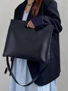 Bolsa con asa medio negro minimalista para el trabajo - Negro - Ver 1