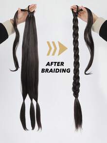 Trenza de pelo sintético largo coleta - Negro - Ver 4