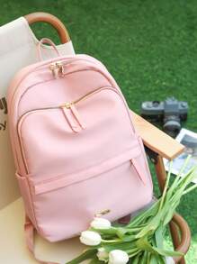 Minimalist Classic Backpack Medium Pink - Pink - View 5