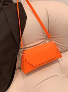 中等的法棍包鱷魚壓紋翻蓋適用於日常 - 橘色 - 查看 6