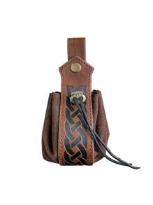 Túi đeo thắt lưng mini Thiết kế dây rút Pu màu nâu cổ điển Túi thời trung cổ Túi thắt lưng cổ điển Túi ngực - Nhiều màu - Xem 2