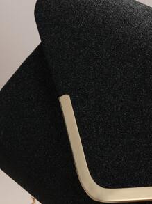 金屬裝飾信封包翻蓋鏈條黑色金屬亮絲魅力四射 - 黑色 - 查看 5