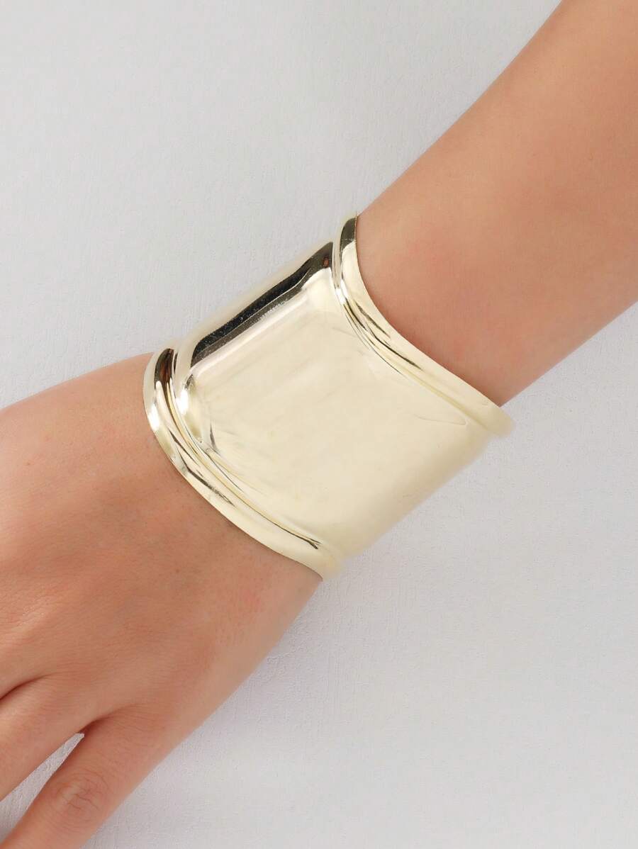 極簡開口手鐲 - 金黃色 - 查看 1